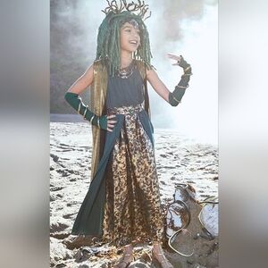 8PC MEDUSA COSTUME + WIG Chasing Fireflies Gold Green Accessories 10 12 14